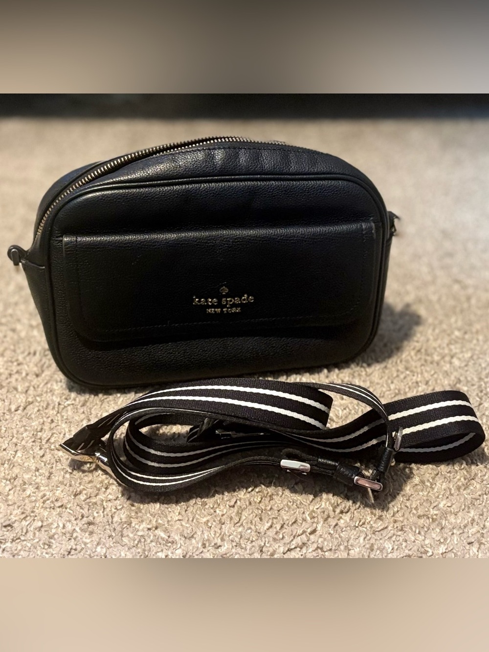 Kate Spade Black Leather Crossbody Camera Bag